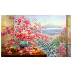 Картина стразами (алмазная мозаика), 30&times;40 см, ОСТРОВ СОКРОВИЩ, &laquo;Букет сакуры&raquo;, без подрамника, 663862