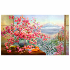 Картина стразами (алмазная мозаика), 40&times;50 см, ОСТРОВ СОКРОВИЩ &laquo;Букет сакуры&raquo;, на подрамнике, 663874