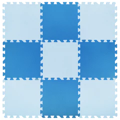 Коврик-пазл 0,9&times;0,9 м, мягкий, сине-голубой, 9 элементов, 30&times;30 см, толщина 1 см, ЮНЛАНДИЯ, 664662