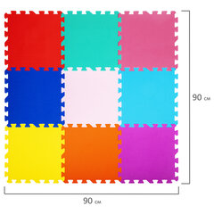 Коврик-пазл 0,9&times;0,9 м, мягкий, цветной, 9 элементов, 30&times;30 см, толщина 1 см, ЮНЛАНДИЯ, 664663
