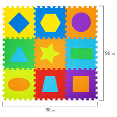 Коврик-пазл 0,9&times;0,9 м, мягкий, &laquo;Фигуры&raquo;, 9 элементов, 30&times;30 см, толщина 1 см, ЮНЛАНДИЯ, 664664