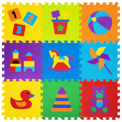 Коврик-пазл 0,9&times;0,9 м, мягкий, &laquo;Игрушки&raquo;, 9 элементов, 30&times;30 см, толщина 1 см, ЮНЛАНДИЯ, 646668
