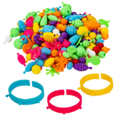 Конструктор POP-BEADS для творчества, игр и создания украшений, 150 бусин, основы для браслетов, колец, BRAUBERG KIDS, 664697