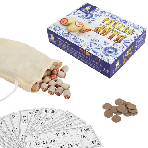 Родное лото классическое с деревянными бочонками, в картонной упаковке, ЗОЛОТАЯ СКАЗКА, 664710