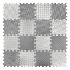 Коврик-пазл 1,2&times;1,2 м, серый, светло-серый, 16 элементов, 30&times;30 см, толщина 1 см, ЮНЛАНДИЯ, 664811