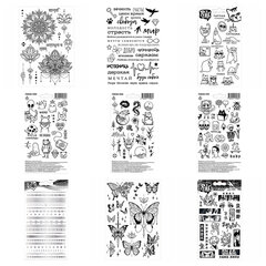 Наклейки-тату переводные АССОРТИ, Ч/<wbr/>Б, 11&times;20 см, PRIORITY