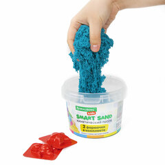 Песок для лепки кинетический BRAUBERG KIDS, синий, 500 г, 2 формочки, ведерко, 665095