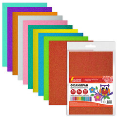 Пористая резина/<wbr/>фоамиран А4, 2 мм, НАБОР, 10 листов, 10 цветов, пастельные цвета, блестки, ОСТРОВ СОКРОВИЩ, 665101