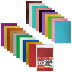 Пористая резина/<wbr/>фоамиран А4, 2 мм, НАБОР, 20 листов, 20 цветов, яркие цвета, блестки, ОСТРОВ СОКРОВИЩ, 665103