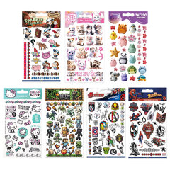 Наклейки-тату переводные АССОРТИ, ЦВЕТНЫЕ, 11х20 см, PY