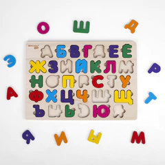 Рамка-вкладыш деревянная развивающая &laquo;Русский алфавит&raquo;, 30&times;20 см, BRAUBERG KIDS, 665253