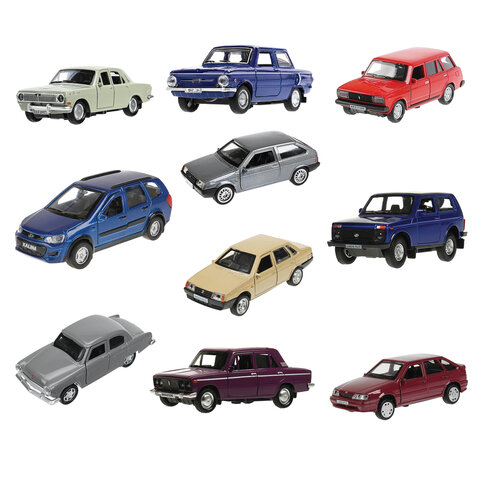 Машина металлическая коллекционная АССОРТИ 1, длина 12 см, инерционная, 10 видов, ТЕХНОПАРК N-001