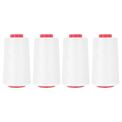 Нитки швейные 40/2 5000 ярд. (4572 м), Набор 4 белых, DEVELIA (Девелиа),  665427