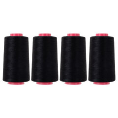 Нитки швейные 40/<wbr/>2 5000 ярд. (4572 м), Набор 4 черных, DEVELIA (ДЕВЕЛИА), 665428