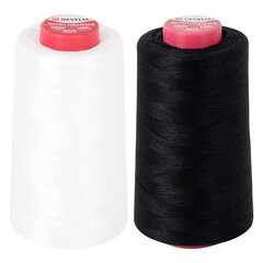 Нитки швейные 40/<wbr/>2 5000 ярд. (4572 м), Набор 2 белых/<wbr/>2 черных, DEVELIA (Девелиа), 665429