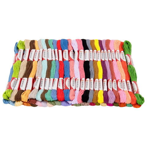 Нитки для вышивания (мулине), Набор 50 цветов, 8 м, полиэфир, DEVELIA (Девелия), 665431