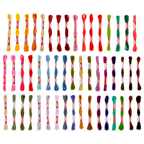 Нитки для вышивания (мулине), Набор 50 цветов, 8 м, полиэфир, DEVELIA (Девелия), 665431