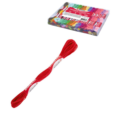 Нитки для вышивания (мулине), Набор 50 цветов, 8 м, полиэфир, DEVELIA (Девелия), 665431