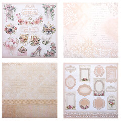 Бумага для скрапбукинга 30&times;30 см &laquo;Свадебный&raquo;, двусторонняя, 12 листов, 180 г/<wbr/>м<sup>2</sup>, ОСТРОВ СОКРОВИЩ, 665435