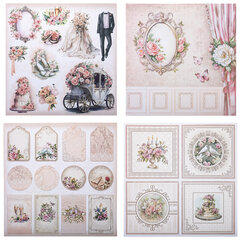 Бумага для скрапбукинга 30&times;30 см &laquo;Свадебный&raquo;, двусторонняя, 12 листов, 180 г/<wbr/>м<sup>2</sup>, ОСТРОВ СОКРОВИЩ, 665435