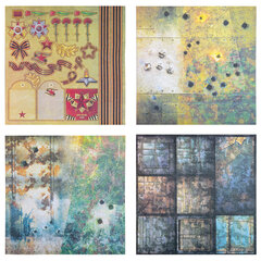 Бумага для скрапбукинга 30&times;30 см &laquo;Милитари&raquo;, двусторонняя, 12 листов, 180 г/<wbr/>м<sup>2</sup>, ОСТРОВ СОКРОВИЩ, 665436