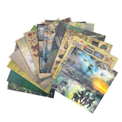 Бумага для скрапбукинга 30&times;30 см &laquo;Милитари&raquo;, двусторонняя, 12 листов, 180 г/<wbr/>м<sup>2</sup>, ОСТРОВ СОКРОВИЩ, 665436