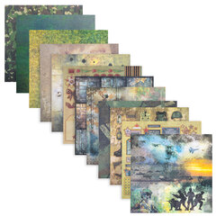 Бумага для скрапбукинга 30&times;30 см &laquo;Милитари&raquo;, двусторонняя, 12 листов, 180 г/<wbr/>м<sup>2</sup>, ОСТРОВ СОКРОВИЩ, 665436