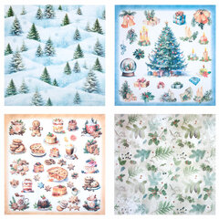 Бумага для скрапбукинга 30&times;30 см &laquo;Новогодний дизайн&raquo;, двусторонняя, 12 листов, 180 г/<wbr/>м<sup>2</sup>, ОСТРОВ СОКРОВИЩ, 665438