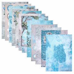Бумага для скрапбукинга 15&times;21 см &laquo;В лазурных тонах&raquo;, двусторонняя, 12 листов, 240 г/<wbr/>м<sup>2</sup>, ОСТРОВ СОКРОВИЩ, 665442