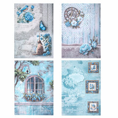 Бумага для скрапбукинга 15&times;21 см &laquo;В лазурных тонах&raquo;, двусторонняя, 12 листов, 240 г/<wbr/>м<sup>2</sup>, ОСТРОВ СОКРОВИЩ, 665442
