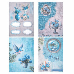 Бумага для скрапбукинга 15&times;21 см &laquo;В лазурных тонах&raquo;, двусторонняя, 12 листов, 240 г/<wbr/>м<sup>2</sup>, ОСТРОВ СОКРОВИЩ, 665442