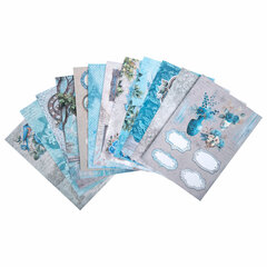 Бумага для скрапбукинга 15&times;21 см &laquo;В лазурных тонах&raquo;, двусторонняя, 12 листов, 240 г/<wbr/>м<sup>2</sup>, ОСТРОВ СОКРОВИЩ, 665442