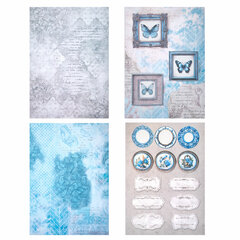 Бумага для скрапбукинга 15&times;21 см &laquo;В лазурных тонах&raquo;, двусторонняя, 12 листов, 240 г/<wbr/>м<sup>2</sup>, ОСТРОВ СОКРОВИЩ, 665442