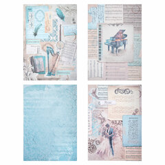 Бумага для скрапбукинга 15&times;21 см &laquo;Нотная Гамма&raquo;, двусторонняя, 12 листов, 240 г/<wbr/>м<sup>2</sup>, ОСТРОВ СОКРОВИЩ, 665445