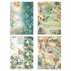 Бумага для скрапбукинга 15&times;21 см &laquo;Осень&raquo;, двусторонняя, 12 листов, 240 г/<wbr/>м<sup>2</sup>, ОСТРОВ СОКРОВИЩ, 665446