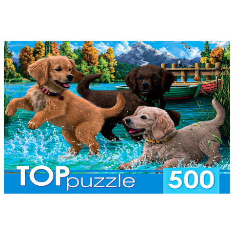 Пазл картонный 500 элементов АССОРТИ, 14 дизайнов, 330х480мм, HATBER