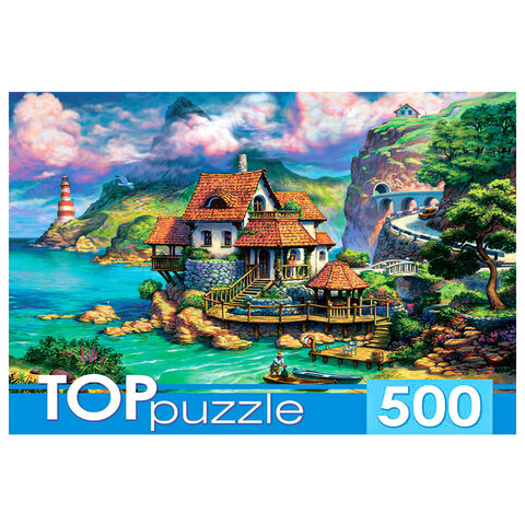 Пазл картонный 500 элементов АССОРТИ, 14 дизайнов, 330х480мм, HATBER