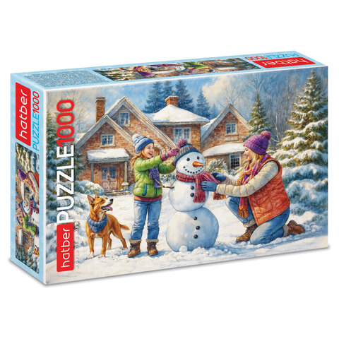 Пазл картонный 1000 элементов АССОРТИ, 10 дизайнов, 480х680мм, HATBER