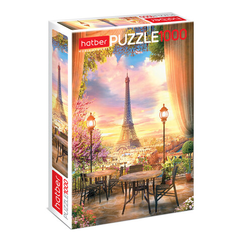 Пазл картонный 1000 элементов АССОРТИ, 10 дизайнов, 480х680мм, HATBER