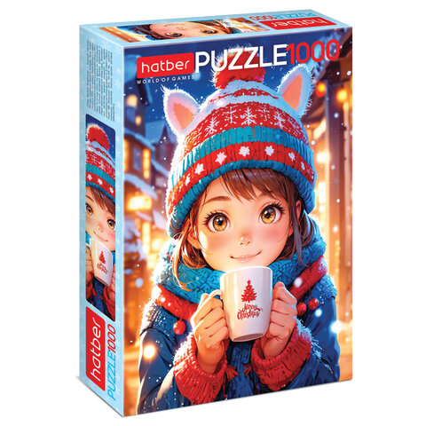 Пазл картонный 1000 элементов АССОРТИ, 10 дизайнов, 480х680мм, HATBER