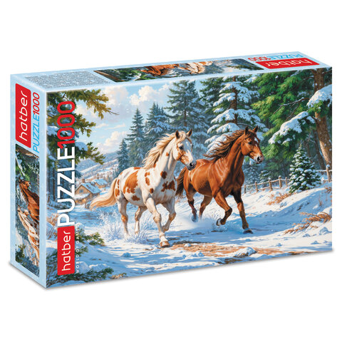 Пазл картонный 1000 элементов АССОРТИ, 10 дизайнов, 480х680мм, HATBER