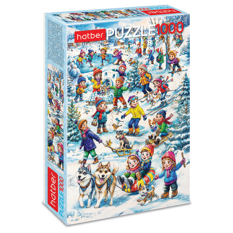 Пазл картонный 1000 элементов АССОРТИ, 10 дизайнов, 480х680мм, HATBER