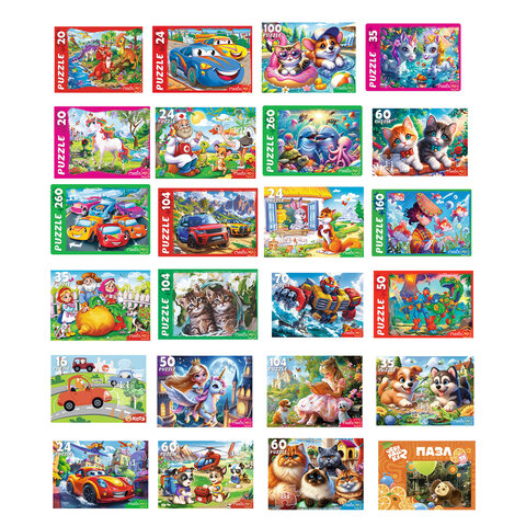 Пазл картонный для детей АССОРТИ, УМНЫЕ ИГРЫ, ш/к 84580