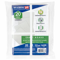 Картон переплетный, толщина 2,5 мм, А5 (148&times;210 мм), КОМПЛЕКТ 20 шт., BRAUBERG ART, 665560