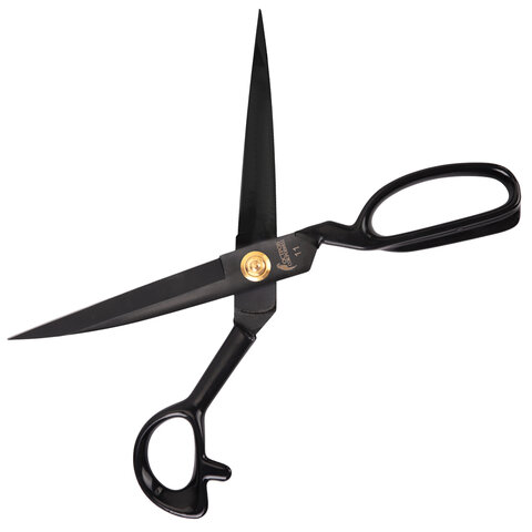 Ножницы портновские 290 мм, КЛАССИЧЕСКИЕ, черные, ручки с силиконовым покрытием, ОСТРОВ СОКРОВИЩ, 665599