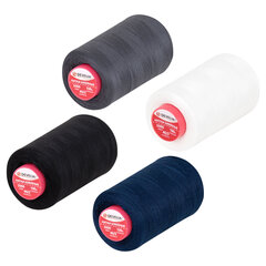 Нитки швейные 40/<wbr/>2 5000 ярд. (4572 м), Набор 4 цвета, белый/<wbr/>серый/<wbr/>синий/<wbr/>черный, DEVELIA (ДЕВЕЛИА), 665619