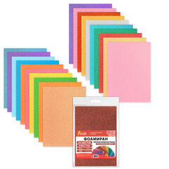 Пористая резина/<wbr/>фоамиран А4, 2 мм, НАБОР, 20 листов, 20 цветов, пастельные цвета, блестки, ОСТРОВ СОКРОВИЩ, 665665