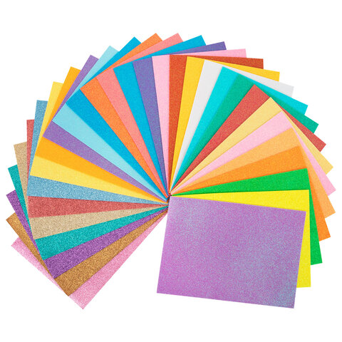 Пористая резина/фоамиран А4, 2 мм, НАБОР, 30 листов, 30 цветов, яркие цвета, блестки, ОСТРОВ СОКРОВИЩ, 665666 - фото 5