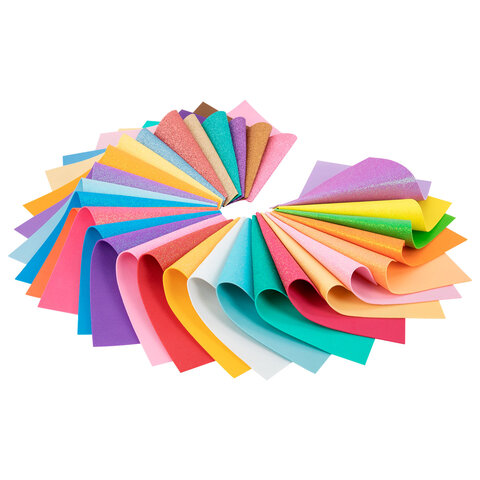 Пористая резина/фоамиран А4, 2 мм, НАБОР, 30 листов, 30 цветов, яркие цвета, блестки, ОСТРОВ СОКРОВИЩ, 665666 - фото 8