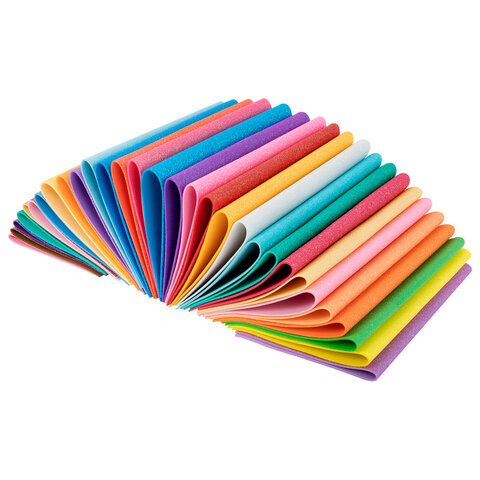 Пористая резина/фоамиран А4, 2 мм, НАБОР, 30 листов, 30 цветов, яркие цвета, блестки, ОСТРОВ СОКРОВИЩ, 665666 - фото 10